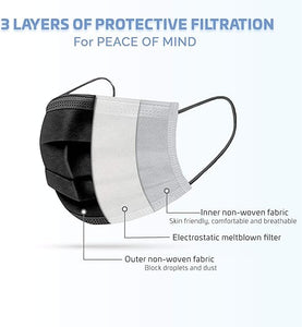 BLACK 3-Ply Non-Woven Disposable Mask